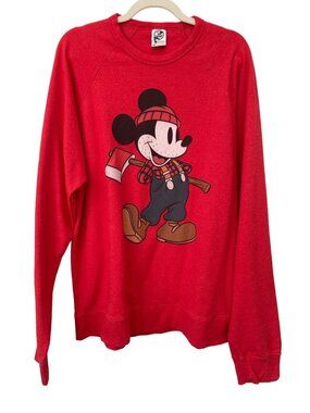 Mickey Mouse Sweatshirt Size 2XL Pullover Delta Fleece Red Cotton Comfort Lounge